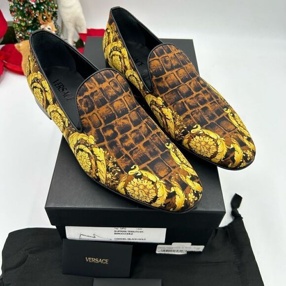 Men’s Versace Barraco print silk loafers size 42 made in Italy main image 7